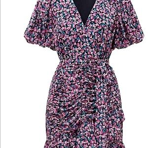 Ever New  ELEANOR Ruched Ditsy Floral V Neck Mini Dress Size 4 NWT $185